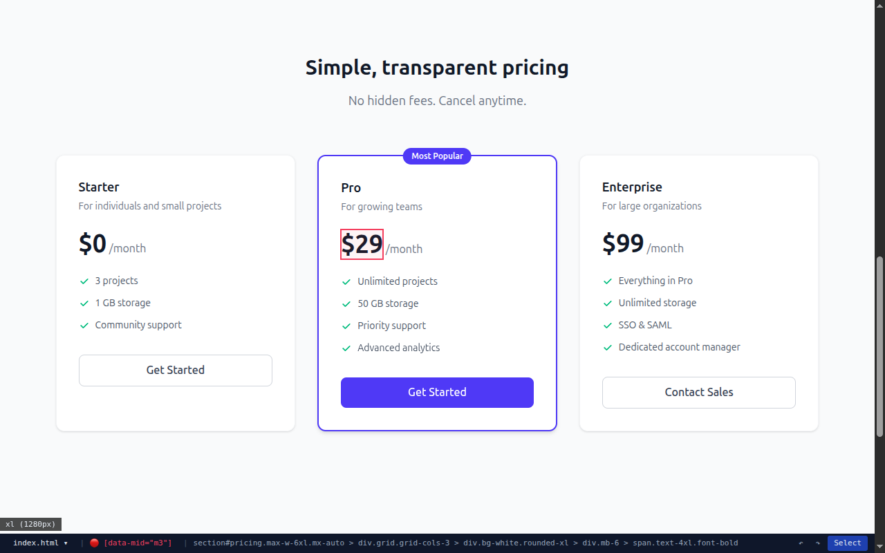 Inline editing of a text element