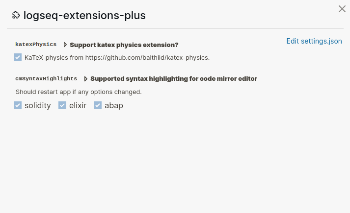 Plugin settings