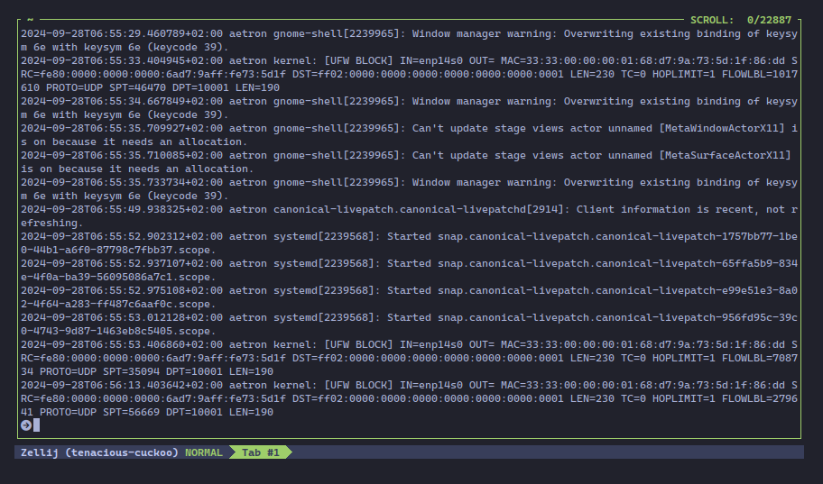 syslog output in Zellij